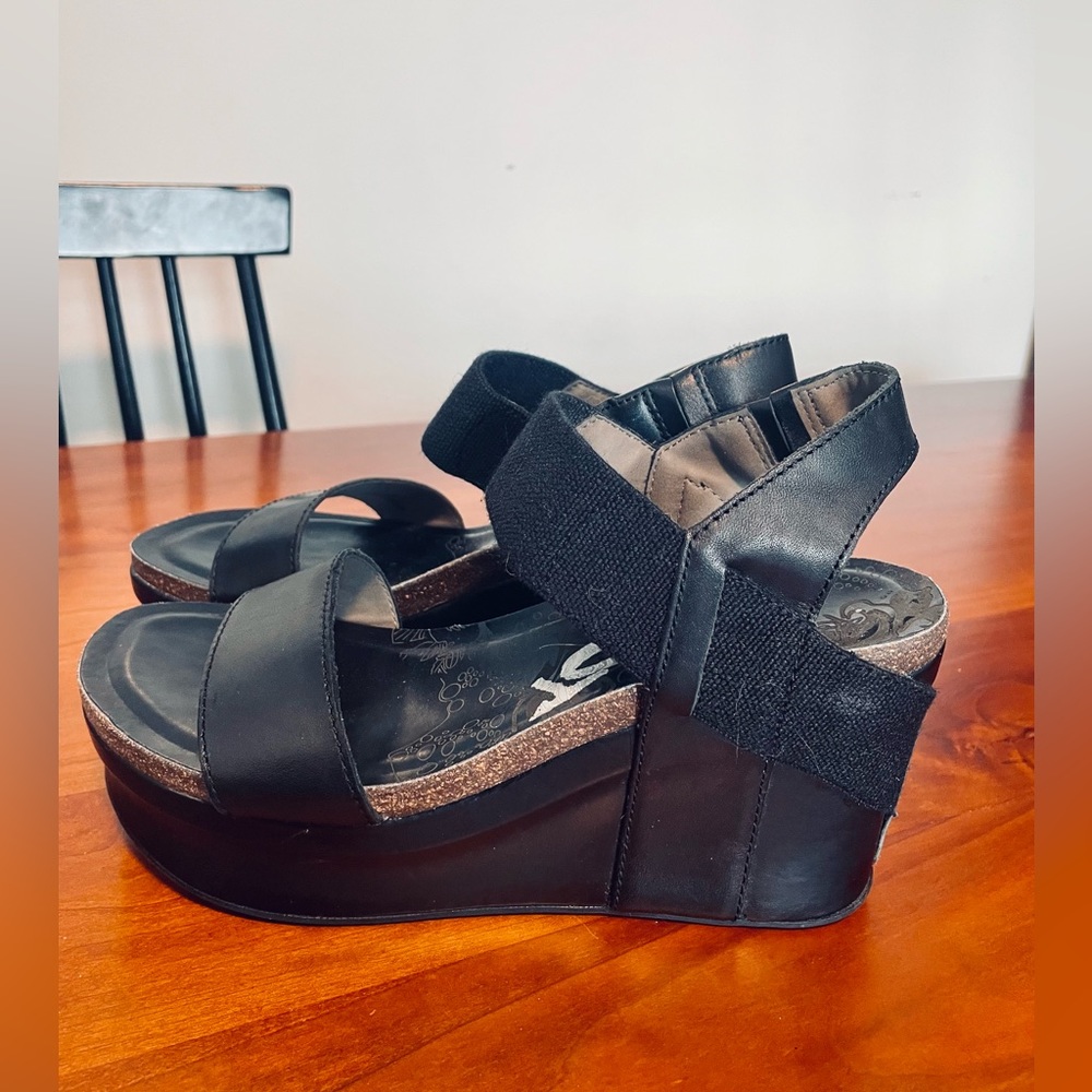 OTBT Black Platform Slingback Bohemian Sandals